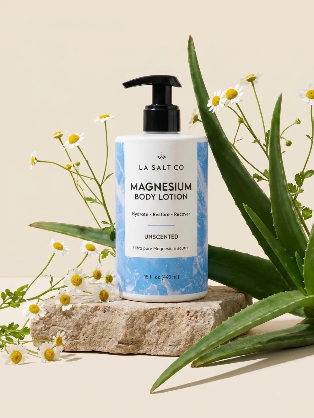 LA SALT CO Magnesium Body Lotion, Unscented, 15 fl oz, New